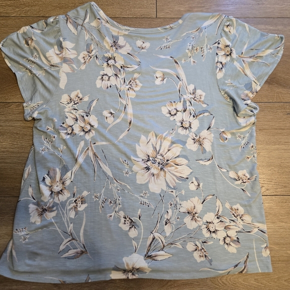 MAURICES Womens Short Flutter Sleeved Blue Shirt Top Plus 1X - Picture 6 of 7